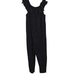 HATCH‎ The Nines Black Ruffle Off Shoulder Button Front Jumpsuit Womens XL